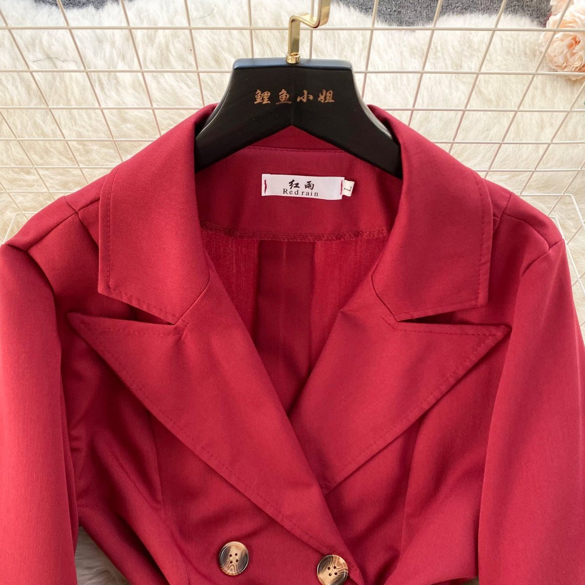 Premium Double-breasted Suit Collar Dress