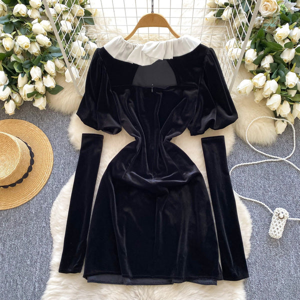 Vintage Beaded Gold Velvet Black Dress