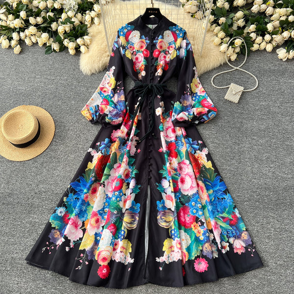 Courtly Floral Printed Shirt Dress