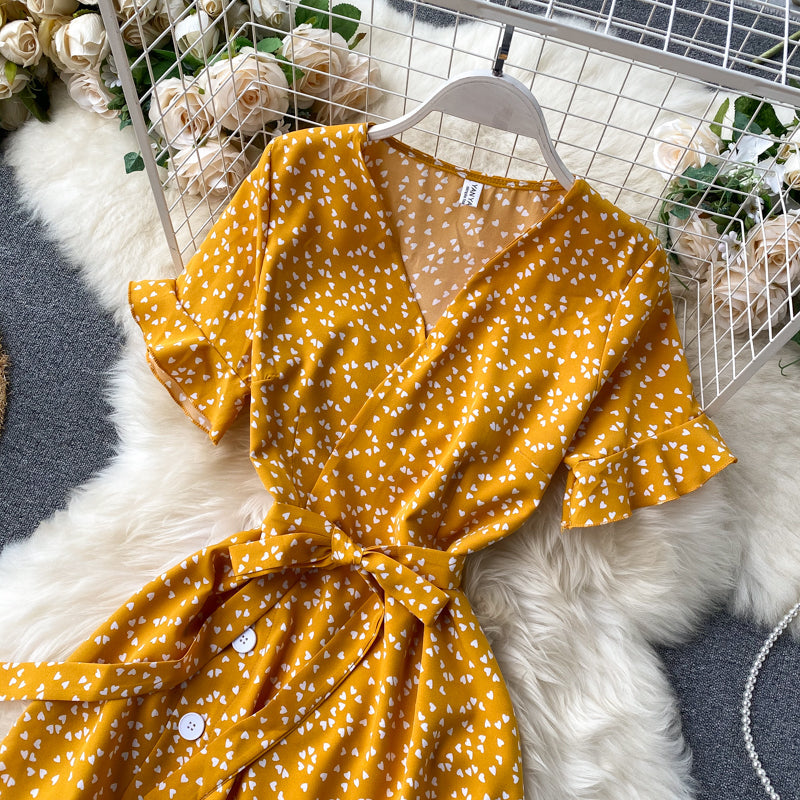 Cutie V-neck Polka Dot Printed Dress