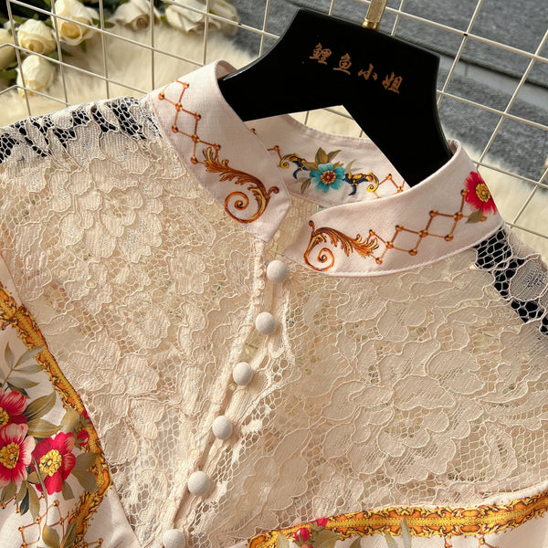 Courtly Mesh Patchwork Floral Dress