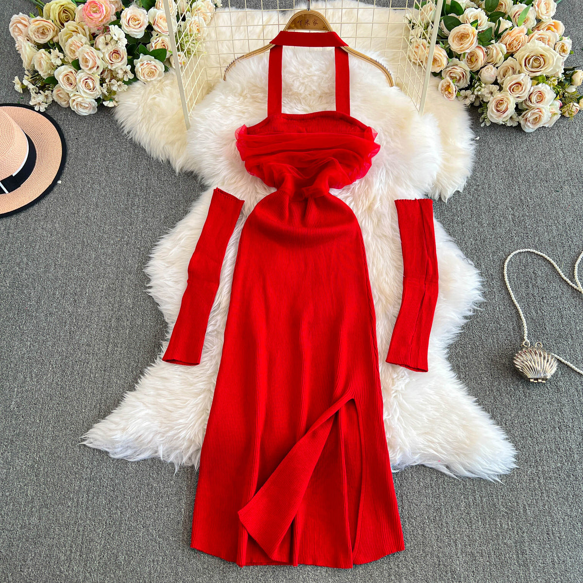 Niche Slim-fit Backless Halter Dress