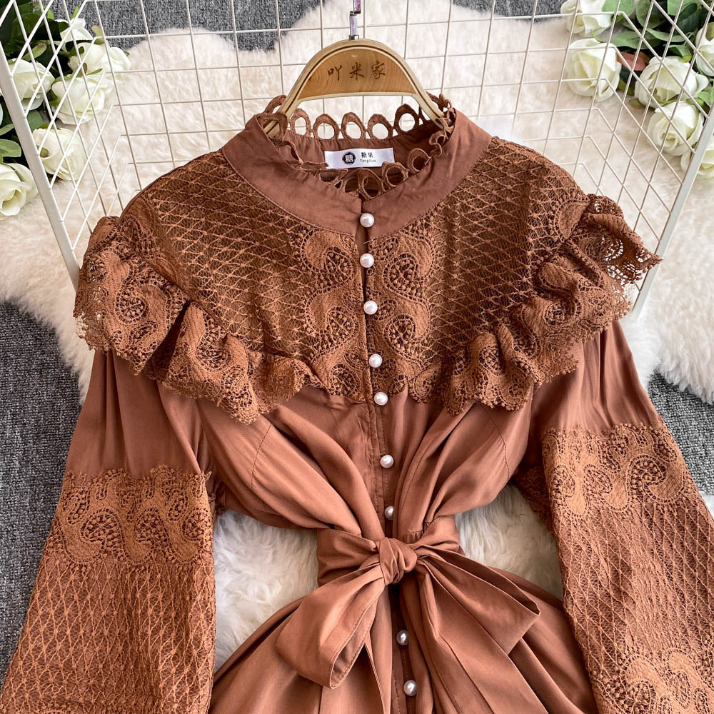 Courtly Lace Patchwork Shirt Dress