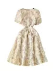 Delicate 3d Floral Puffy Dress