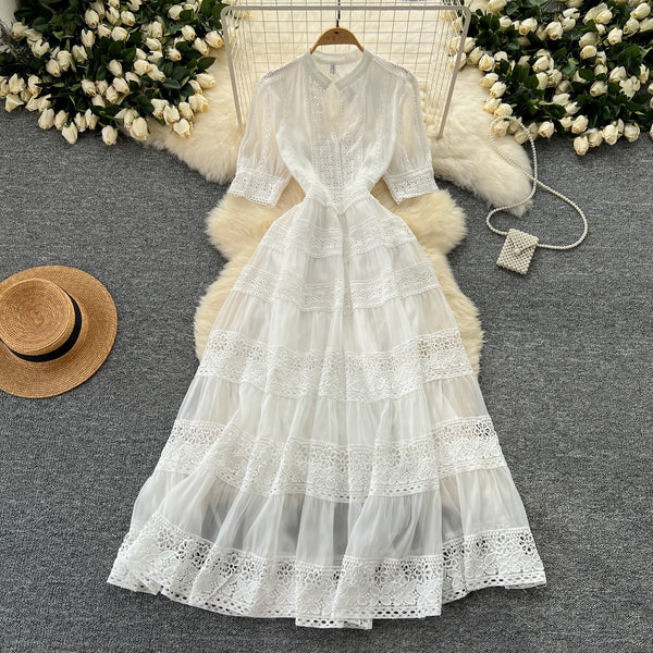 Courtly Elegant Lace Patchwork Dress