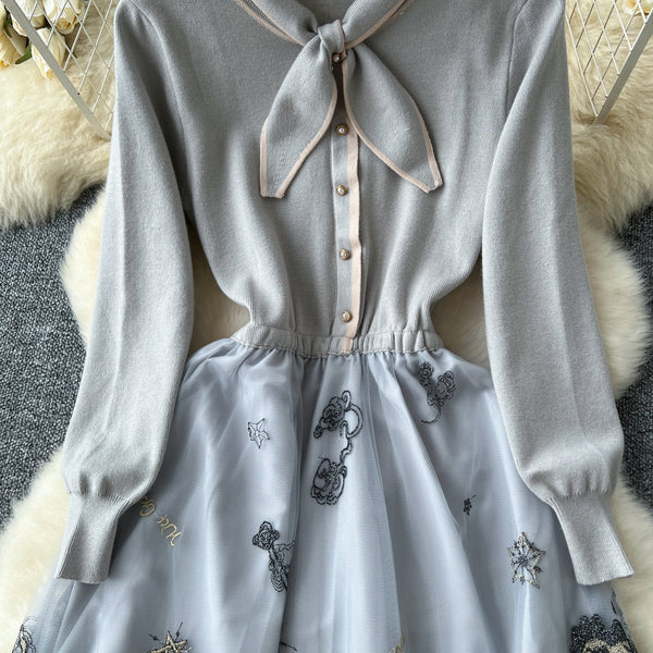 Fairy Embroidered Mesh Shirt Dress