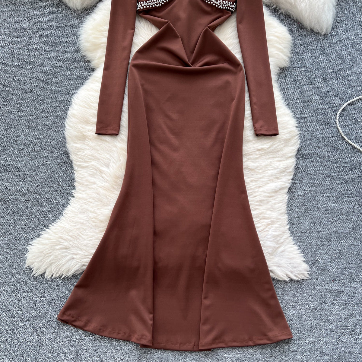 Beaded Cross Halter Party Dress