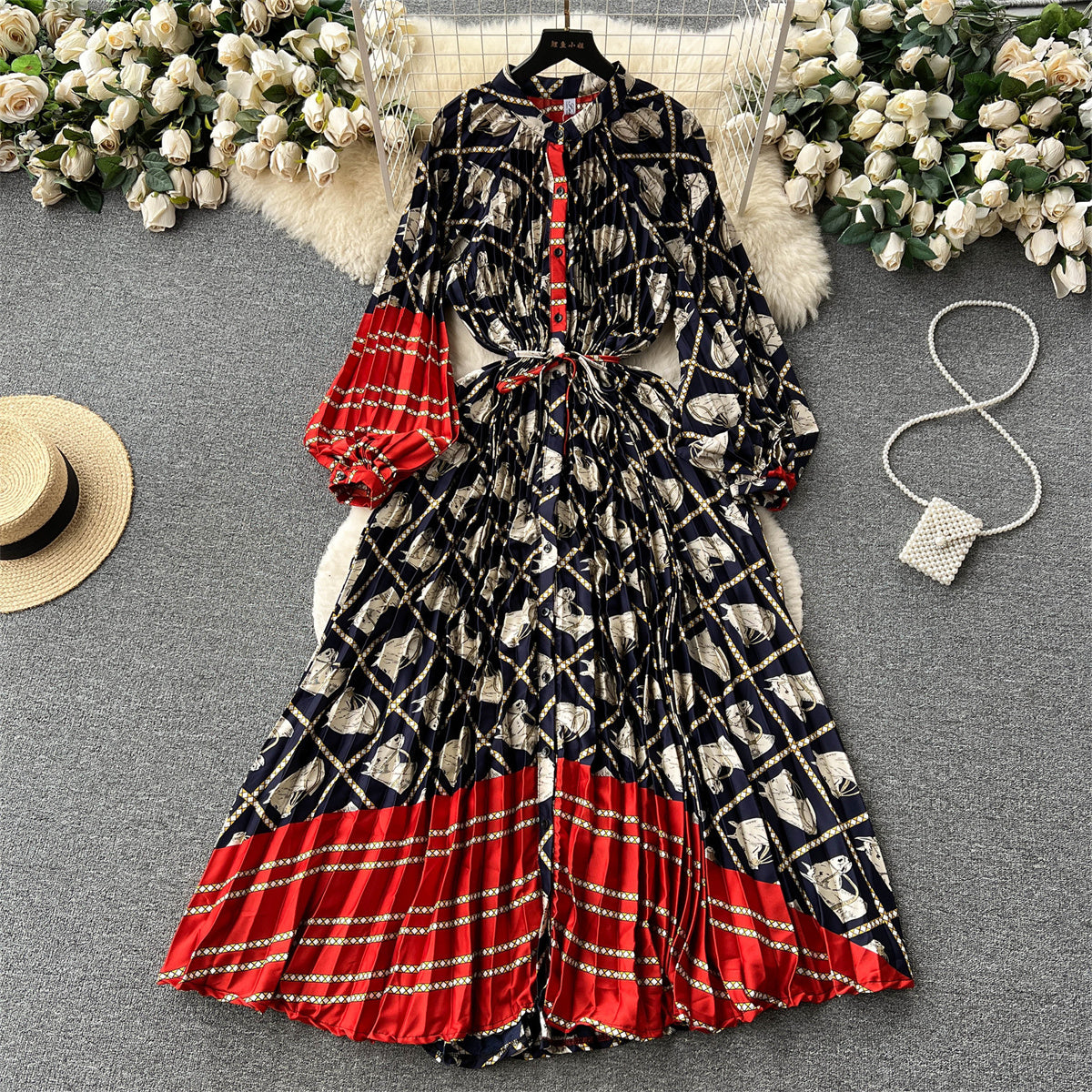 Crew Neck Floral Printed Shirt Dress