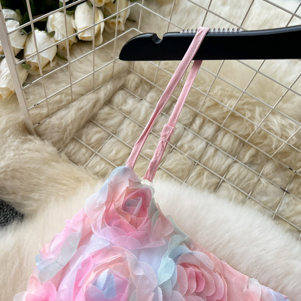 Peri 3D Pembe Gül Kayık Elbise