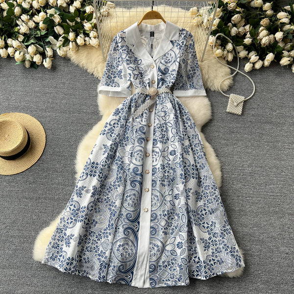 Courtly Embroidered Lace Floral Dress