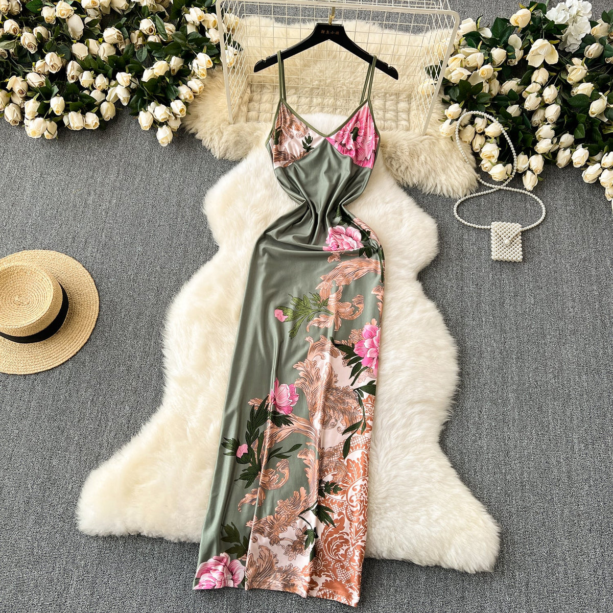 Elegant Printed Slim-fit Slip Dress