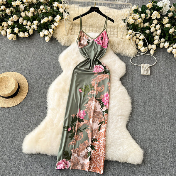 Elegant Printed Slim-fit Slip Dress