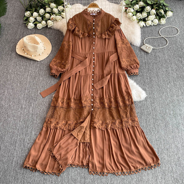 Courtly Lace Patchwork Shirt Dress