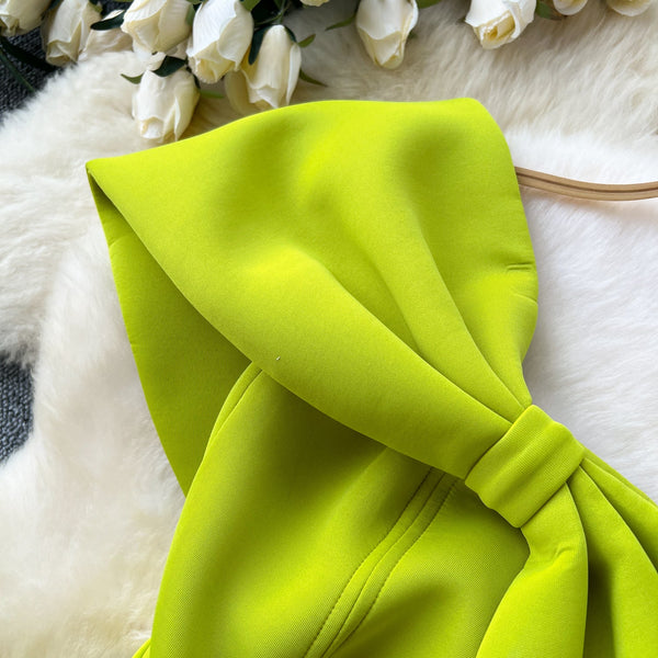 Knotted Strapless Neckline A-line Dress