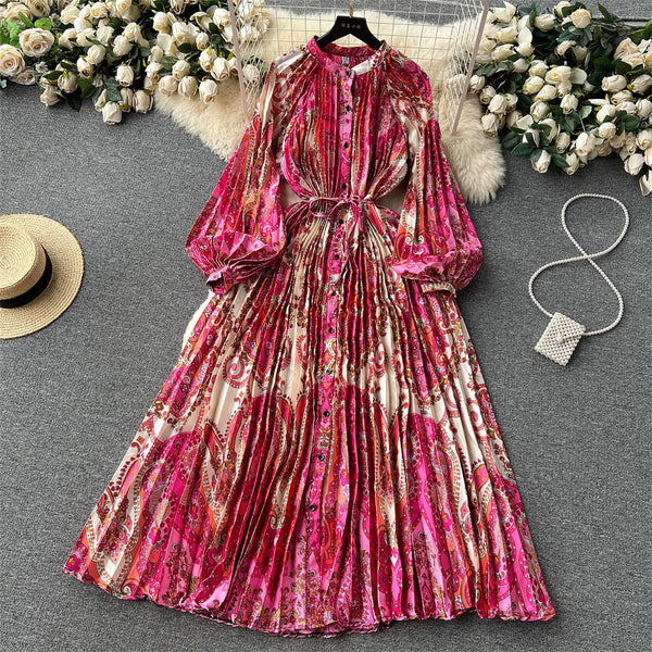 Crew Neck Floral Printed Shirt Dress