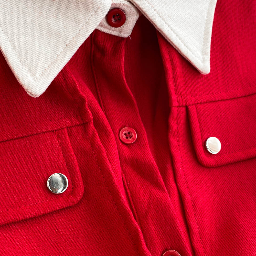 Faux Two-pieces Shirt Dress with Belt