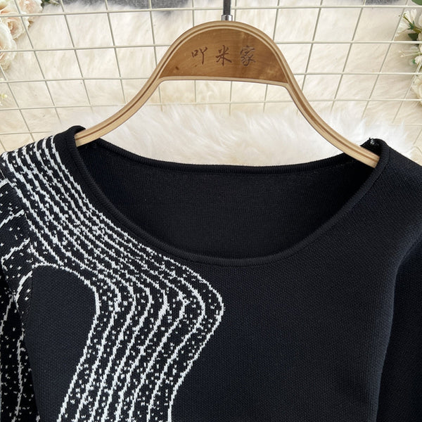 Delicate Color Blocking Knitted Dress