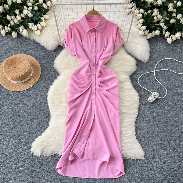 Slim-fit Pleated Shirt Dress