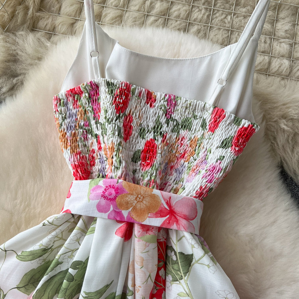 High-end Bow Floral Slip Dress