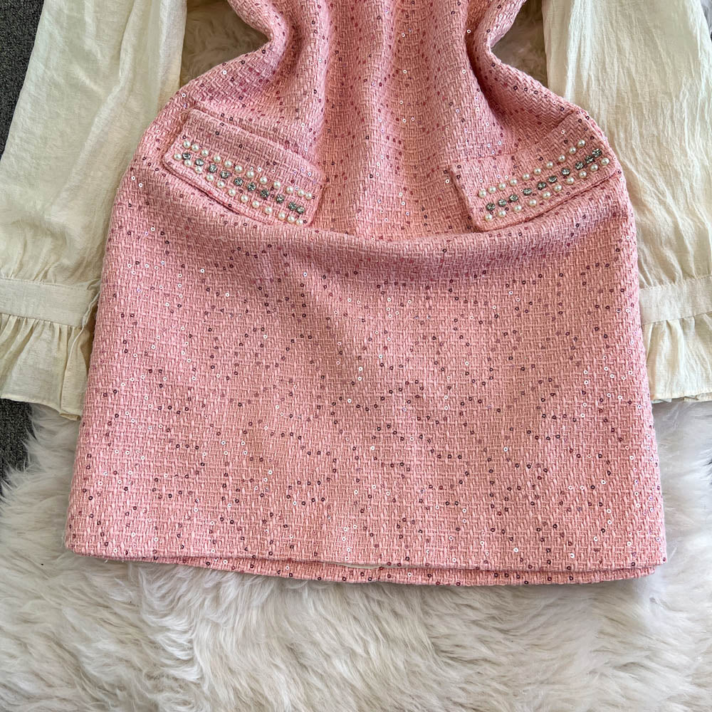French Style Beaded Patchwork Dress