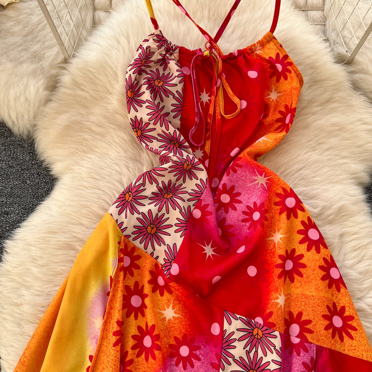 Bohemia Style Printed Halter Dress