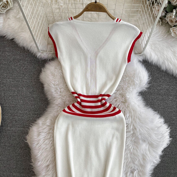 V-neck Sleeveless Knitted Bottoming Dress
