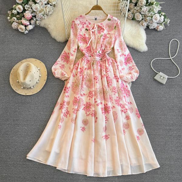 Fairy Lace-up Pink Floral Dress