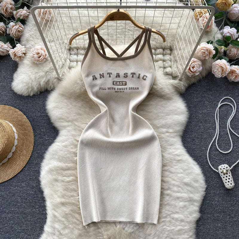 Letter Printed Sportswear Tank Dress