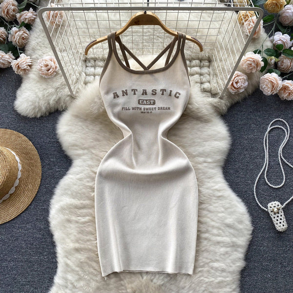 Letter Printed Sportswear Tank Dress