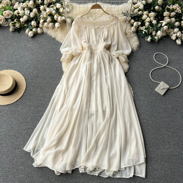Niche Off-shoulder Crochet Lace Dress
