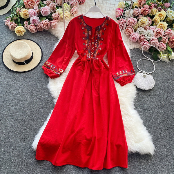 Ethnic Style Flared Sleeve Dress