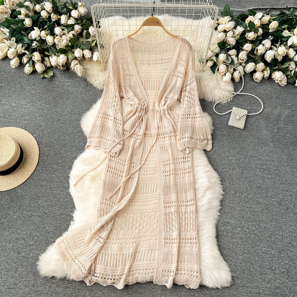 Korean Style Hollowed Crochet Dress
