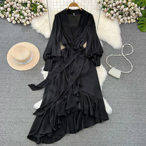 Asymmetric Ruffled Hem A-line Dress