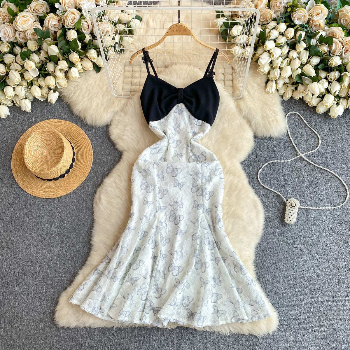 Color Blocking Patchwork Fishtail Slip Dress