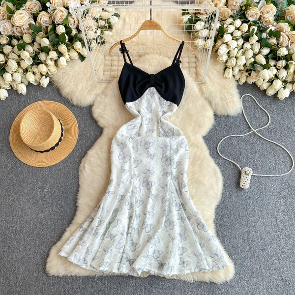 Color Blocking Patchwork Fishtail Slip Dress