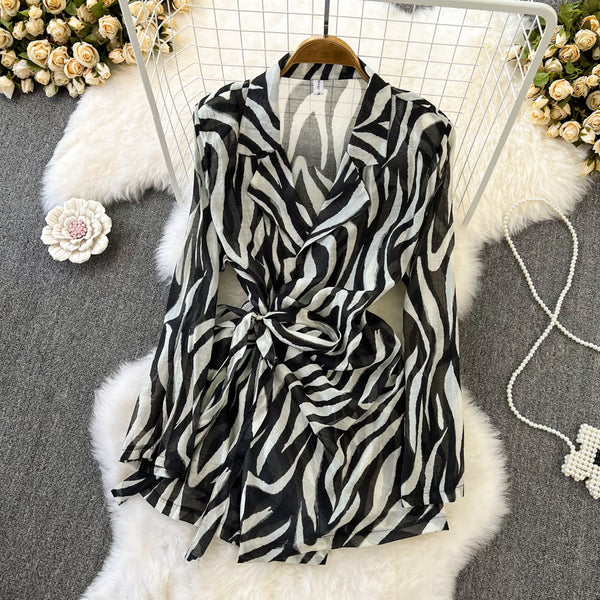 Sunscreen Zebra Printed Shirt Dress