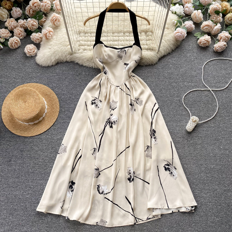 Unique Design Embroidered Halter Dress