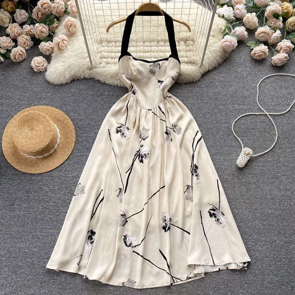 Unique Design Embroidered Halter Dress