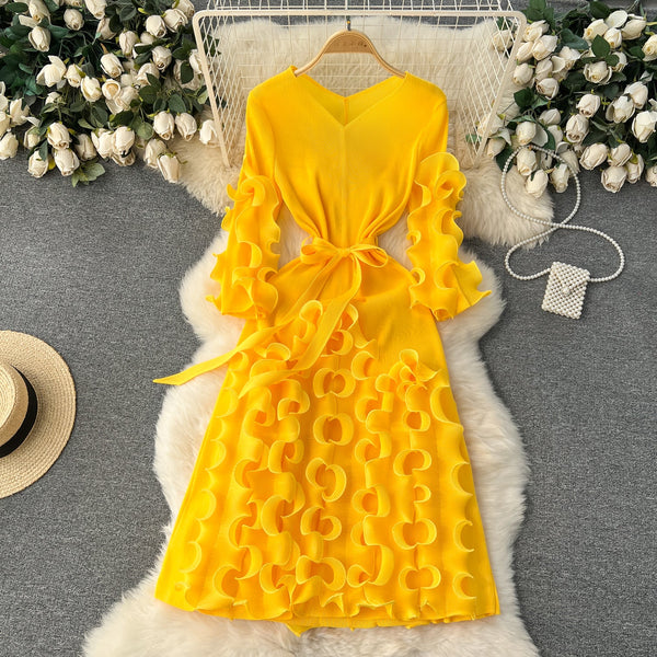 Irregular Design 3d Ruffled Dress