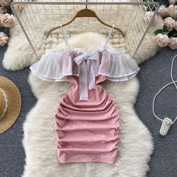 Ruffled Mesh Patchwork Dress