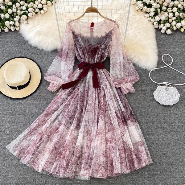 Fairy Ink Printing Mesh Dress