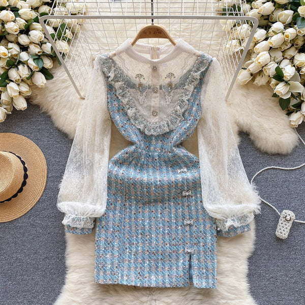 Sweetie Beaded Lace Patchwork Dress
