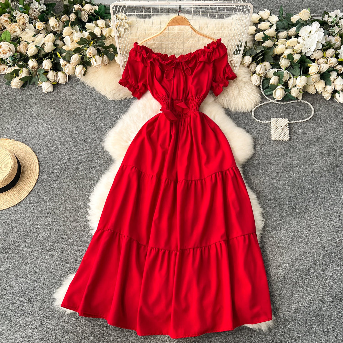 Off-shoulder Puffy Sleeve Fairy Dress