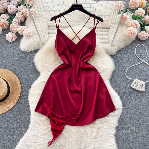 Sexy Backless Satin Slip Dress