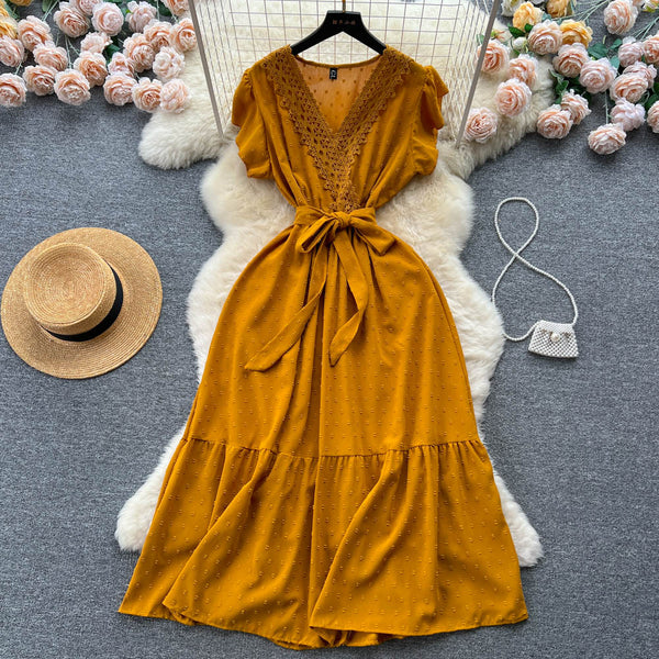 Niche Ruffled Lace Chiffon Dress