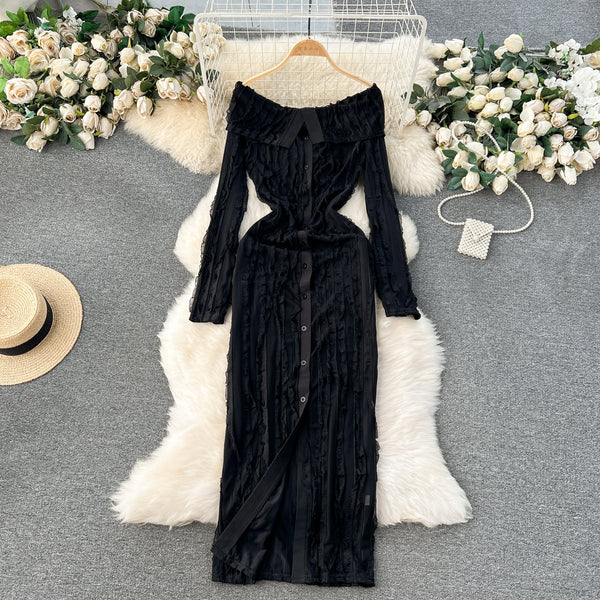 Off-shoulder Ruffled Shirt Dress