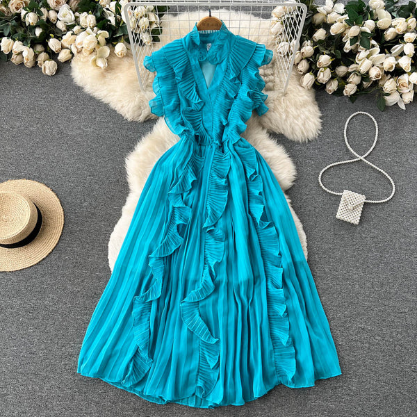 Ruffle Sleeveless A-line Dress