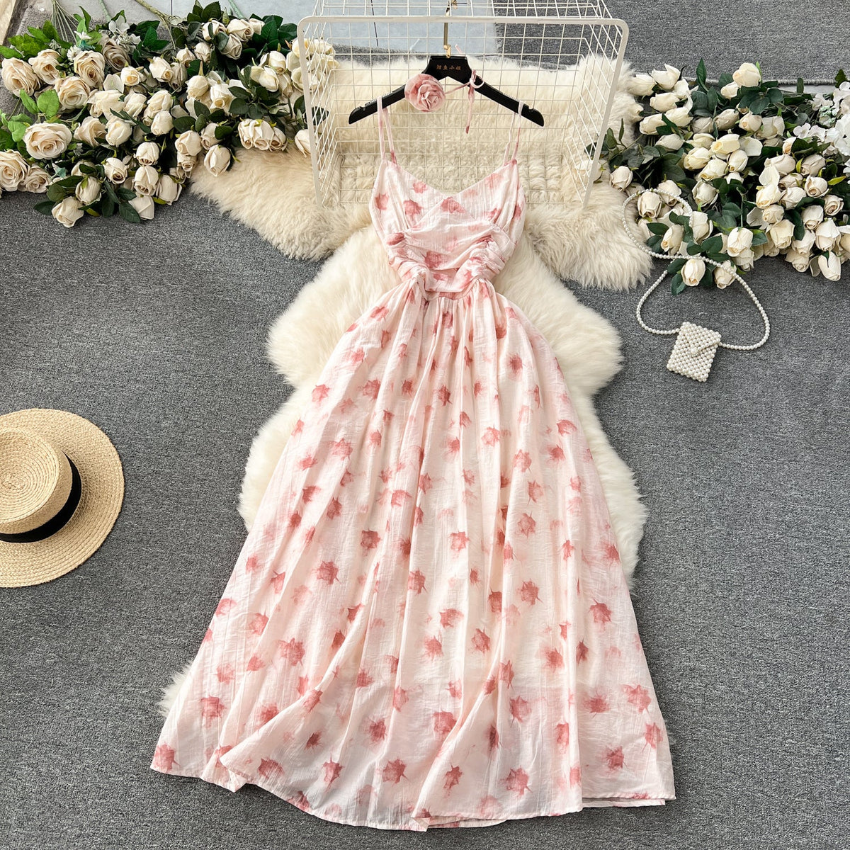 Vintage Ruffled Printed Slip Dress