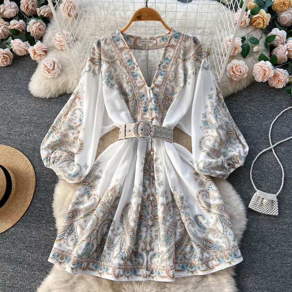Floral Printed Single-breasted Dress
