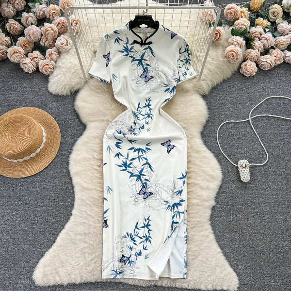 Chinese Style Floral Split Cheongsam